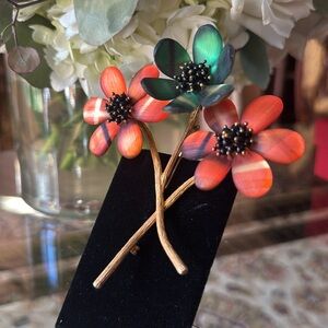 Brooch Alexis Bittar with Red and Green plaid design